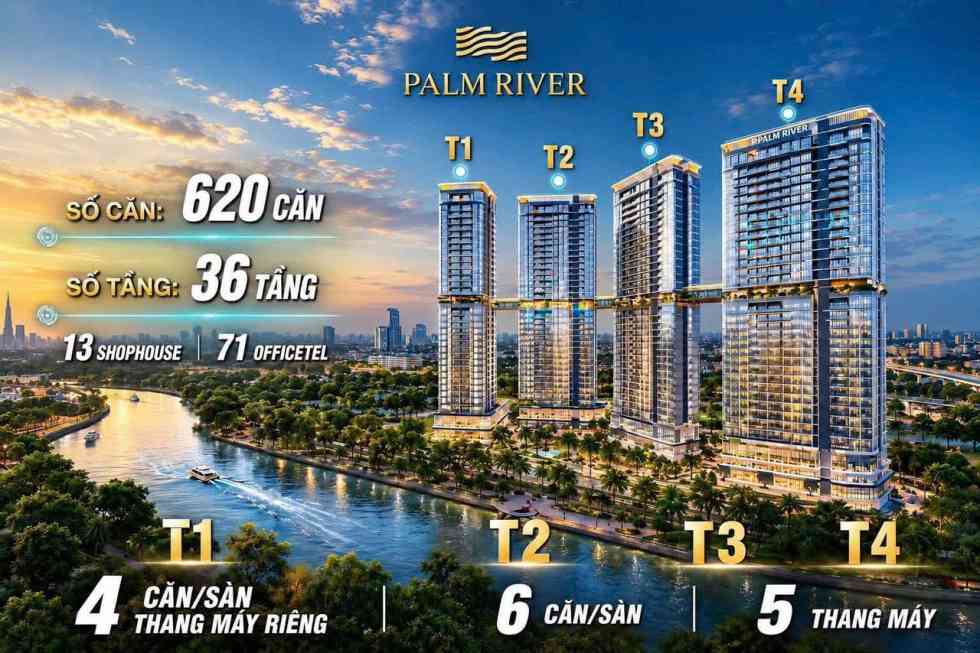 Phối cảnh tháp căn hộ Palm River